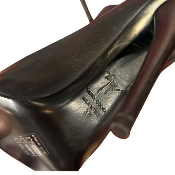 Giuseppe Zanotti Black Leather Peep-Toe Ankle Booties - Picture 3 of 6